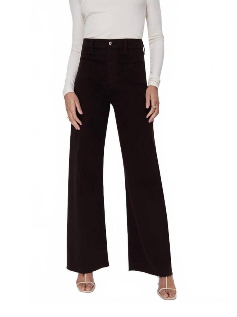 Pistola Penny High Rise Wide Leg Pants Mocha Brown Frayed Hem Size 26 Streetwear